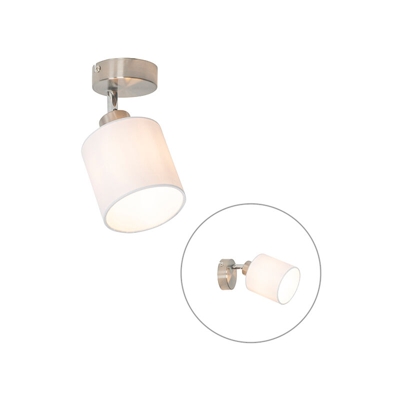 QAZQA Lampada da soffitto/parete hetta - Moderno - Tessuto - Bianco/Acciaio - Tondo Max. 1 x Watt