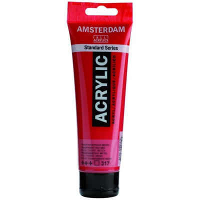 Amsterdam Acrylic 120 ml Rosso Trasparente Medio - HAMMELEY