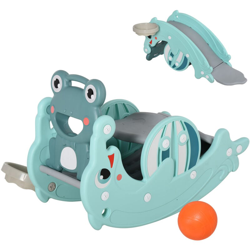 3-in-1 Cavallo a dondolo Scivolo per bambini 3-5 anni canestro verde - Homcom en oferta