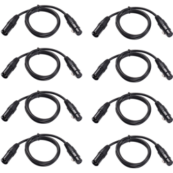 8 pezzi di cavo per luci da palco DMX da 3,3 piedi / 1 metro con connettore XLR maschio e femmina a 3 pin - ASUPERMALL en oferta