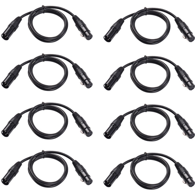 8 pezzi di cavo per luci da palco DMX da 3,3 piedi / 1 metro con connettore XLR maschio e femmina a 3 pin - ASUPERMALL