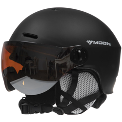 Moon - Casco da sci con occhiali e paraorecchie staccabili nero opaco taglia M. en oferta