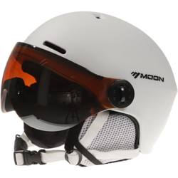 Moon - Casco da sci con occhiali e paraorecchie staccabili bianco opaco taglia L. en oferta