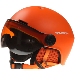 Moon - Casco da sci con occhiali e paraorecchie staccabili arancione taglia M en oferta