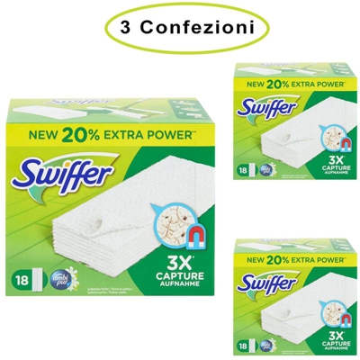 panni cattura polvere per scopa con profumazione ambi pur 3 confezioni da 18 panni - Swiffer