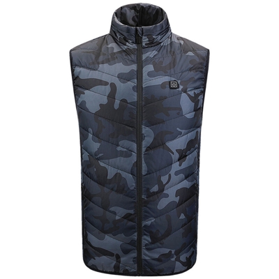 Gilet riscaldante USB in fibra di carbonio mimetico verde militare 4XL - ASUPERMALL