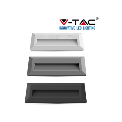 V-TAC VT-1162 FARETTO SEGNAPASSO LED RETTANGOLARE 3W IP65 ESTERNO GRIGIO BIANCO NER-caldo-GRIGO - S-DSHOP