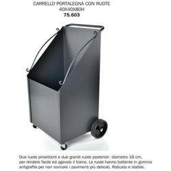 Carrello Portalegna Con Ruote 40x40x80h (con Ruote H90) precio