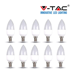 10 LAMPADINE LED E14 CANDELA 6W V-TAC VT-1855 LAMPADINA LAMPADA OLIVA-naturale - S-DSHOP precio