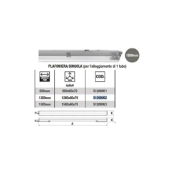 Plafoniera Per Tubi Led 150 Cm Wiva Easy Box 1X28 Ip65 C/Tubo - WIVA GROUP S.P.A. características