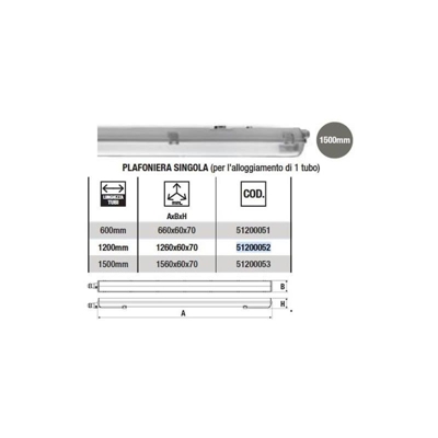 Plafoniera Per Tubi Led 150 Cm Wiva Easy Box 1X28 Ip65 C/Tubo - WIVA GROUP S.P.A.