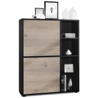 Credenza Genova In Nero Opaco E Rovere Nordico