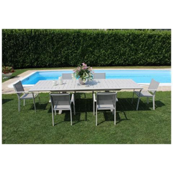 Set Tavolo Giardino Allungabile Rettangolare 200/300 X 110 Con 6 Poltrone In Alluminio Tortora Per Esterno precio