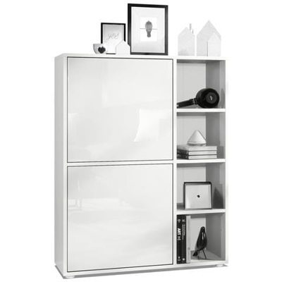 Credenza Genova In Bianco Opaco E Bianco Lucido