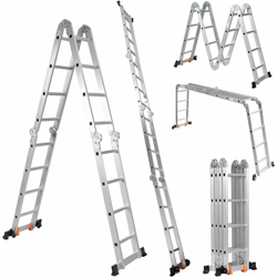 Scala Pieghevole Multiuso, Scala Estensibile in Alluminio Resistente, Impalcatura Standard Leggera, Facile da riporre, Uso Interno ed Esterno, 470CM precio