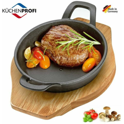 Padella Tonda In Ghisa X Cottura Su Fornello, Forno E Barbecue Supporto In Legno - KÜCHENPROFI en oferta