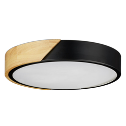 Plafoniera LED, Lampada da Soffitto dalla Luce Bianca Calda, 18 W, Ø 30 cm, Legno & Metallo, Rotonda, Nero - RELAXDAYS precio