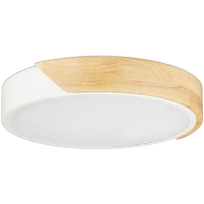 Plafoniera LED, Lampada da Soffitto dalla Luce Bianca Calda, 18 W, Ø 30 cm, Legno & Metallo, Rotonda, Bianco - RELAXDAYS