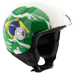 Casco Moto Custom Scooter Demi Jet Omologato EGLEMTEK HELMETS BANDIERA BRASILE [Taglia - L] - BRICOZONE en oferta