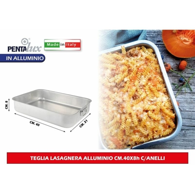 Bighouse It - TEGLIA LASAGNERA ALLUMINIO CM.40X8h C/ANELLI