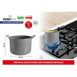 Bighouse It - PENTOLA CM.26 STONE LINE MANIGLIE METALLO en oferta