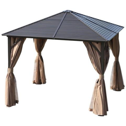 Gazebo Con Tende Laterali Struttura In Alluminio, Marrone E Nero 3x3m precio