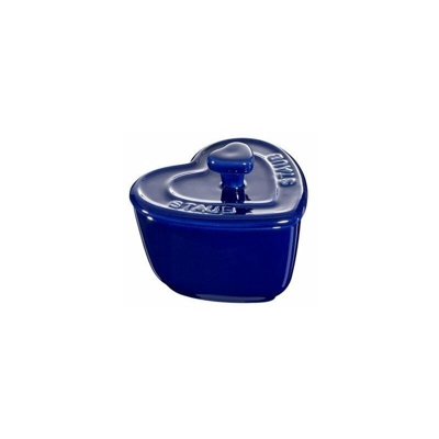 Mini Cocotte Cuore 8 cm Blu Scura Set di 2 in Ceramica - STAUB