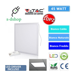 10-V-TAC PANNELLO LED 60X60 36W 45W INCASSO TETTO SOSPENSIONE CALDO FREDDO NATURALE-caldo - S-DSHOP en oferta