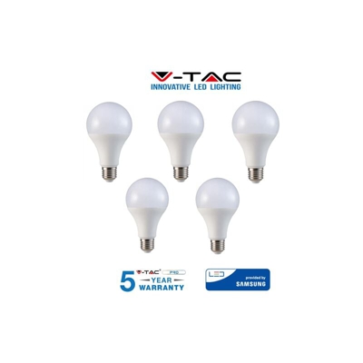 S-dshop - 5 LAMPADINE LED V-Tac Bulbo E27 18W 125W Lampade Luce Calda Naturale Fredda SAMSUNG-freddo