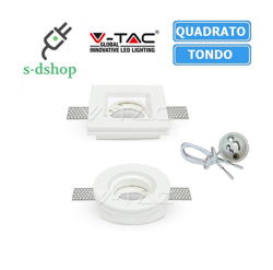 Porta Faretto in GESSO V-Tac da Incasso Portafaretti Lampadine LED GU10 R7s E14-quadrato-3651-10 - S-DSHOP en oferta