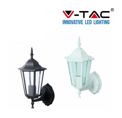 S-dshop - V-TAC LAMPADA DA MURO APPLIQUE DA GIARDINO LANTERNA E27 ESTERNO IP44 VT-749-BIANCO