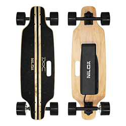 Nilox Doc Skateboard Elettrico, E-skate con Telecomando di Controllo, velocità max 12 km/h, Batteria 4,4 Ah, Nero, Legno en oferta