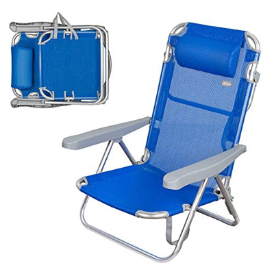 AKTIVE 62608 – Sedia da Spiaggia a 5 Posizioni con Testa 60 x 47 x 83 cm