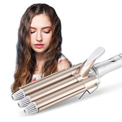 Piastra Capelli Onde,Ferro Arricciacapelli 3 Tubi 22MM in Ceramica Tormalina Beach Waves Naturale Ondulatore Professionale 110-220V con Guanto Antisco en oferta