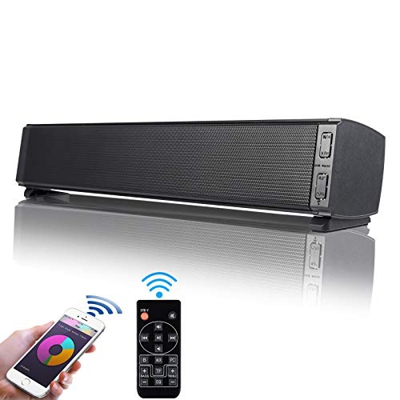 Mini Soundbar Bluetooth 5.0 Wireless 16'' con Fityou Altoparlante Microfono Incorporato da 20 W, Altoparlanti per Computer Alimentati Tramite USB per 