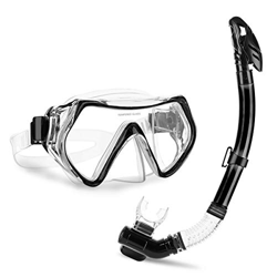 CAMTOA Set Snorkeling, Maschera da Immersione, Antiappannamento, Maschera Nero precio