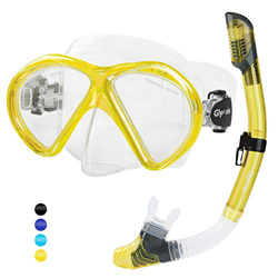 Glymnis Set Snorkeling Maschera Snorkeling Anti-Appannamento Kit Snorkeling Panoramica a 180° con Tubo di Respirazione a Secco Completo e Boccaglio pe precio