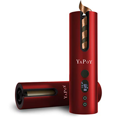 YAPOY Automatico Ferro Arricciacapelli Piastra Arricciacapelli Automatico Rotante 360° con Batteria Ricaricabile da 5200 mAh Schermo LCD (Rosso) características