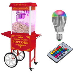 Royal Catering - Set macchina per pop corn con carrello e lampadina LED - Design rétro - Rosso en oferta