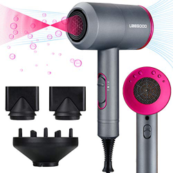 UBEGOOD Asciugacapelli, 2000W Asciugacapelli professionale Ionico Protezione da Surriscaldamento Hair Dryer con 2 Ugelli e 1 Diffusore, 3 Impostazioni precio