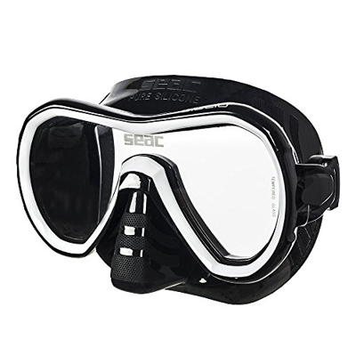 SEAC Giglio, Maschera Snorkeling e Immersione Subacquea Monolente Unisex Adulto, Nero/Bianco, Standard