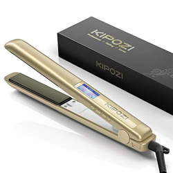 KIPOZI Pro Piastra Per Capelli Digitale Lcd al Titanio Anti Crespo Doppia Tensione (Dorato) en oferta