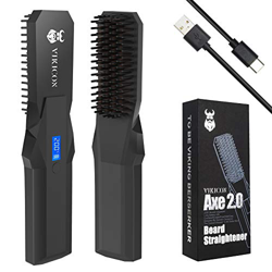 VIKICON Axe2.0 Piastra Barba Spazzola Lisciante per Uomo, Pettine Barba Capelli con batteria a lunga durata, anti scottature ricaricabile/portatile/re en oferta