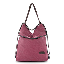 Zaino per Donna, JOSEKO Borse a Spalla Casual Multifunzione in Tela Borsa a Tracolla Daypack Grandi per Lavoro Shopping Viaggio Rosso en oferta