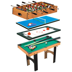 Tavolo Multi Gioco 4 In 1 Con Calcio Balilla, Hockey Da Tavolo, Ping Pong E Biliardo In Legno Mdf, 87 X 43 X 73cm precio