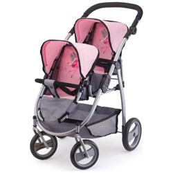 Passeggino Per Bambole Twins Grigio E Rosa 26508aa precio