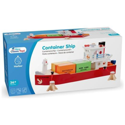 Eitech New Classic Toys Nave Porta-container Di Legno Con Quattro Contenitori Harbor Line 10900 precio