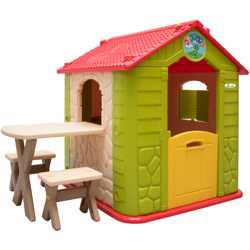 Casetta Gioco Per Bambini E Bambine Incl 1 Tavolo 2 Sgabelli Casa Di Plastica Per Interni precio