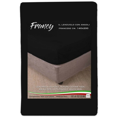 Tex Family - LENZUOLO CON ANGOLI FRANCY NERO FRANCESE 1 PIAZZA E MEZZA GRANDE MAXI