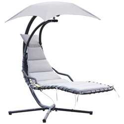 Lettino Sdraio Sospeso Relax Chaise Lounge Di Lusso Con Tettuccio, Grigio en oferta